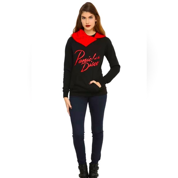 PANIC! AT THE DISCO Logo Cowl Neck Girls Pullover Hoddie M - Picture 4 of 11